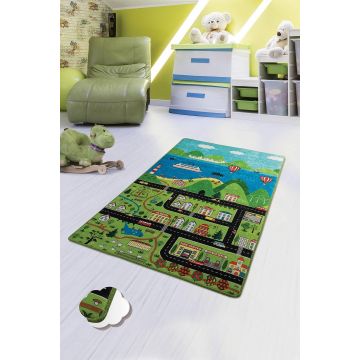 Covor de Copii Green City, Multicolor, 80x140 cm - Multicolor / 80 x 140