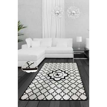 Covor de Hol Figure, Alb - Negru, 150x80 cm - Negru / 80 x 150 ieftin