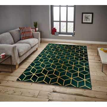 Covor de living / dormitor Labirent, Negru - Galben - Multicolor