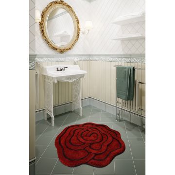 Covoraș de baie Big Rose, Roșu, Ø90x18 cm - Roz - Roșu