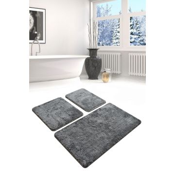 Covoraș de baie Havai, Diverse culori, Diverse configurații, Diverse dimensiuni - Fumuriu / 3 bucăți / 60x100 cm