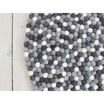 Covor cu bile din lână Wooldot Ball Rugs, ⌀ 120 cm, alb - gri Covor cu bile din lână Wooldot Ball Rugs, ⌀ 120 cm, alb - gri