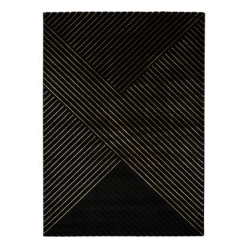 Covor Universal Gold Stripes, 140 x 200 cm, negru
