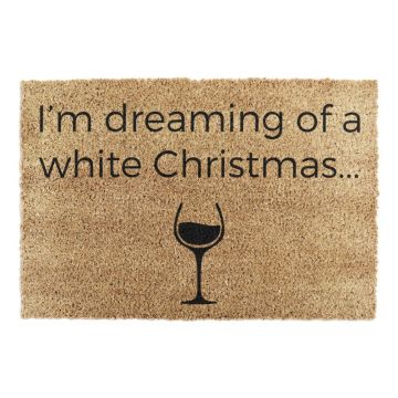 Covoraș de intrare din fibre de nucă de cocos 40x60 cm cu model de Crăciun White Wine Christmas – Artsy Doormats