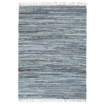 vidaXL Covor Chindi țesut manual, albastru, 160 x 230 cm, jeans