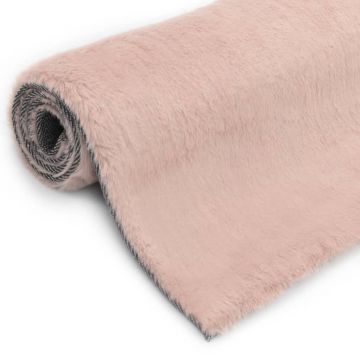 vidaXL Covor, roz învechit, 160 x 230 cm, blană ecologică de iepure