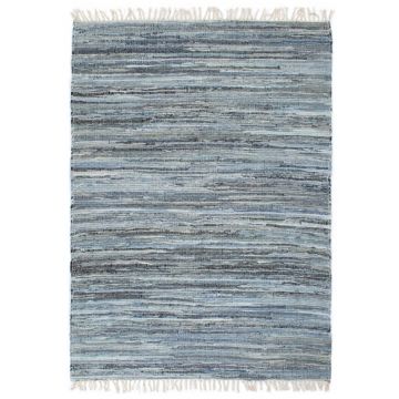 vidaXL Covor Chindi țesut manual, albastru, 120 x 170 cm, denim