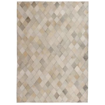 vidaXL Covor piele naturală, mozaic, 120x170 cm Romburi Gri
