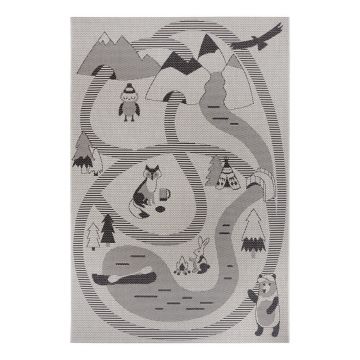 Covor copii Ragami Animals, 160 x 230 cm, gri