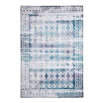 Covor Floorita Kilim Ivory Aqua, 160 x 230 cm, albastru deschis