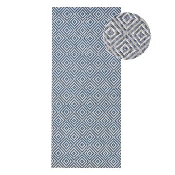 Covor de exterior NORTHRUGS Karo, 80 x 200 cm, albastru