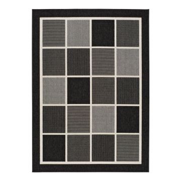 Covor pentru exterior Universal Nicol Squares, 80 x 150 cm, negru-gri