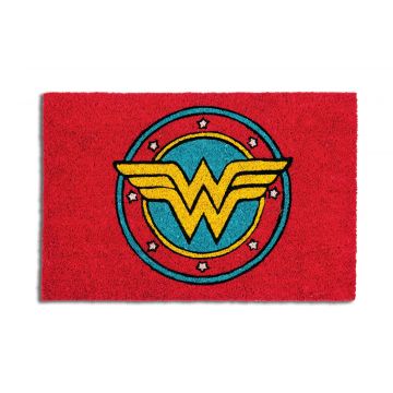 Covoras de intrare, din fibre de cocos si PVC, 40 x 60 cm, Superhero Wonder Woman