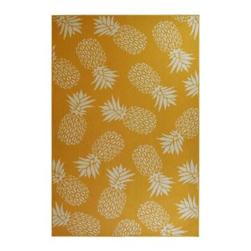 Covor adecvat pentru exterior Floorita Ananas, 133 x 190 cm, galben