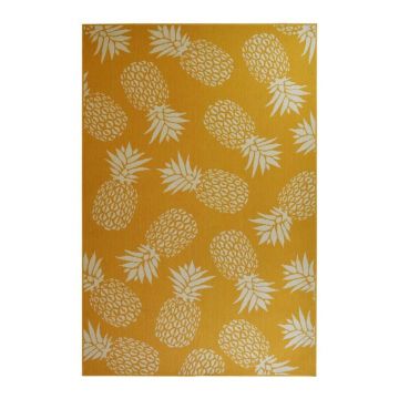 Covor adecvat pentru exterior Floorita Ananas, 160 x 230 cm, galben