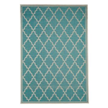 Covor adecvat pentru exterior Floorita Intreccio Turquoise, 135 x 190 cm, turcoaz