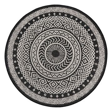 Covor exterior Ragami Round, ø 160 cm, negru - gri