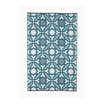 Covor reversibil pentru exterior din plastic reciclat Fab Hab Seville, 120 x 180 cm, albastru - gri