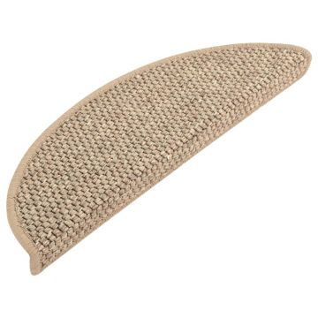 vidaXL Covorașe scări autoadezive aspect sisal, 15 buc. bej 56x17x3cm