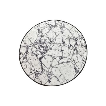 Covoraș de baie Foutastic Marble Circle, ø 100 cm, alb - negru