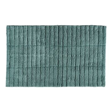 Covoraș din bumbac pentru baie Zone Tiles, 80 x 50 cm, verde petrol