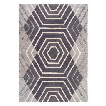 Covor din lână Flair Rugs Harlow, 120 x 170 cm, gri la reducere