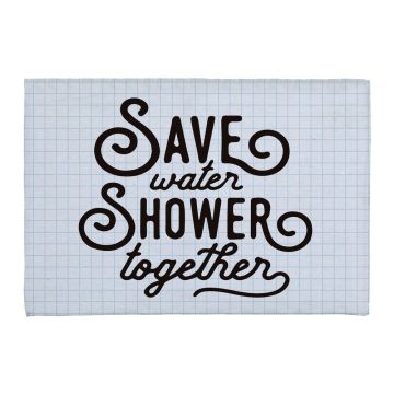 Covoraș de baie Little Nice Things Shower Together, 60 x 40 cm, alb - negru