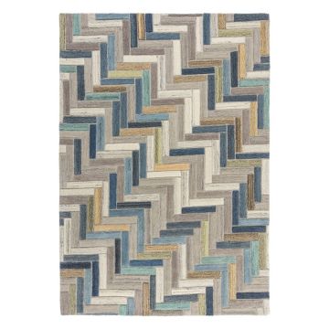 Covor din lână Flair Rugs Russo, 120 x 170 cm, gri-albastru