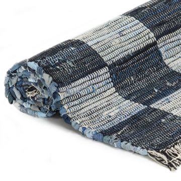 vidaXL Covor Chindi țesut manual, albastru, 160x230 cm, jeans