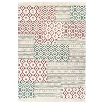 vidaXL Covor Kilim țesut manual, multicolor, 120x180 cm, bumbac vidaXL Covor Kilim țesut manual, multicolor, 120x180 cm, bumbac