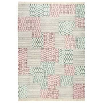 vidaXL Covor kilim țesut manual multicolor 200x290 cm bumbac imprimat vidaXL Covor kilim țesut manual multicolor 200x290 cm bumbac imprimat