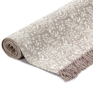 vidaXL Covor Kilim, gri taupe, 160x230 cm, bumbac, cu model