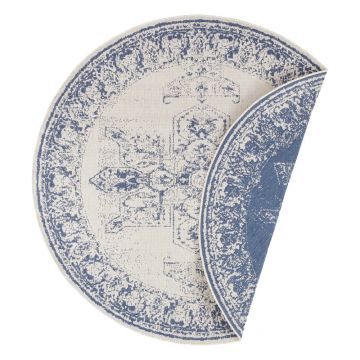 Covor adecvat pentru exterior Bougari Borbon, ø 200 cm, albastru-crem Covor adecvat pentru exterior Bougari Borbon, ø 200 cm, albastru-crem