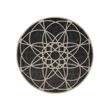 Covor adecvat pentru exterior Floorita Tondo Black, ⌀ 194 cm, negru Covor adecvat pentru exterior Floorita Tondo Black, ⌀ 194 cm, negru