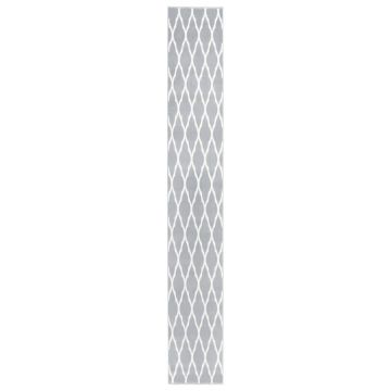 vidaXL Covor traversă BCF, alb și gri, 60x450 cm