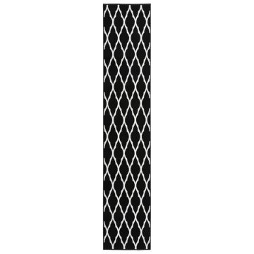 vidaXL Covor traversă BCF, alb și negru, 60x350 cm
