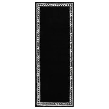 vidaXL Covor traversă, negru cu motiv, 100x250 cm, BCF