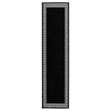 vidaXL Covor traversă, negru cu motiv, 60x350 cm, BCF