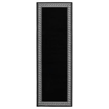 vidaXL Covor traversă, negru cu motiv, 80x200 cm, BCF
