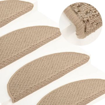 vidaXL Covor pentru trepte scări, 15 buc., maro deschis, 65x25 cm vidaXL Covor pentru trepte scări, 15 buc., maro deschis, 65x25 cm