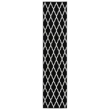 vidaXL Covor traversă, alb și negru, 80x400 cm, BCF