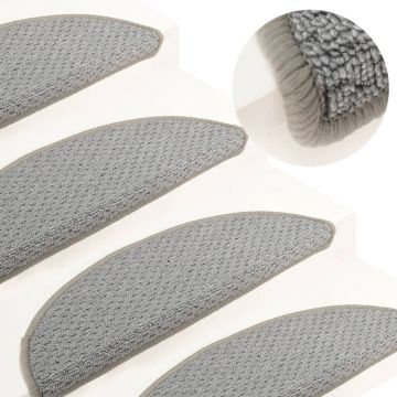 vidaXL Covorașe pentru trepte scară, 15 buc., gri, 56x17x3 cm
