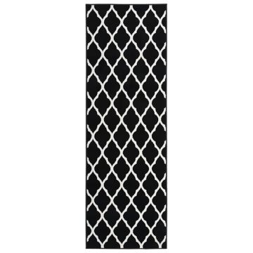vidaXL Covor traversă, alb și negru, 100x400 cm, BCF
