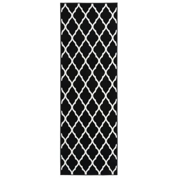 vidaXL Covor traversă, alb și negru, 100x400 cm, BCF vidaXL Covor traversă, alb și negru, 100x400 cm, BCF