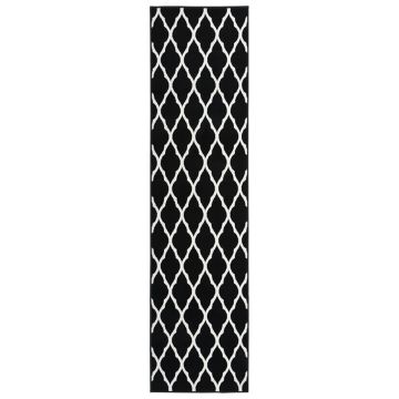 vidaXL Covor traversă, alb și negru, 100x500 cm, BCF