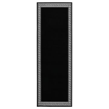 vidaXL Covor traversă, negru cu motiv, 100x350 cm, BCF vidaXL Covor traversă, negru cu motiv, 100x350 cm, BCF
