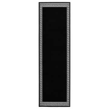 vidaXL Covor traversă, negru cu motiv, 100x400 cm, BCF