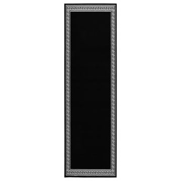 vidaXL Covor traversă, negru cu motiv, 100x400 cm, BCF vidaXL Covor traversă, negru cu motiv, 100x400 cm, BCF