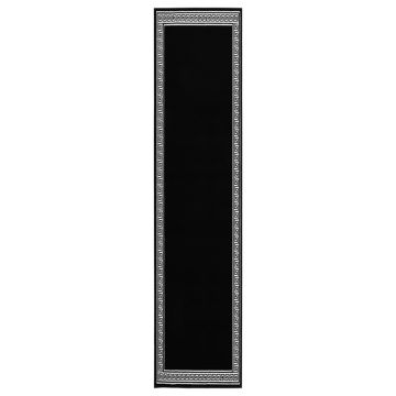 vidaXL Covor traversă, negru cu motiv, 100x500 cm, BCF