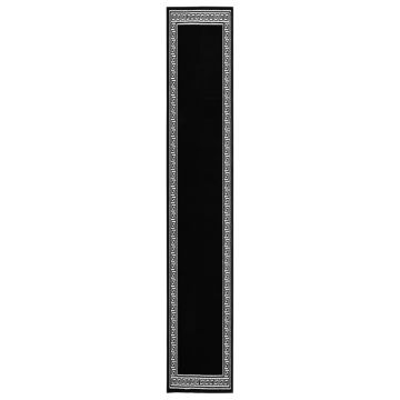 vidaXL Covor traversă, negru cu motiv, 60x500 cm, BCF vidaXL Covor traversă, negru cu motiv, 60x500 cm, BCF